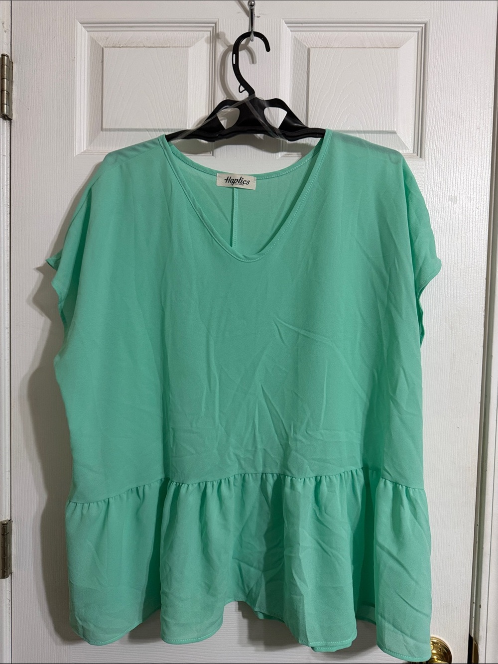 Haptics Mint Green Peplum Short Sleeve Tunic